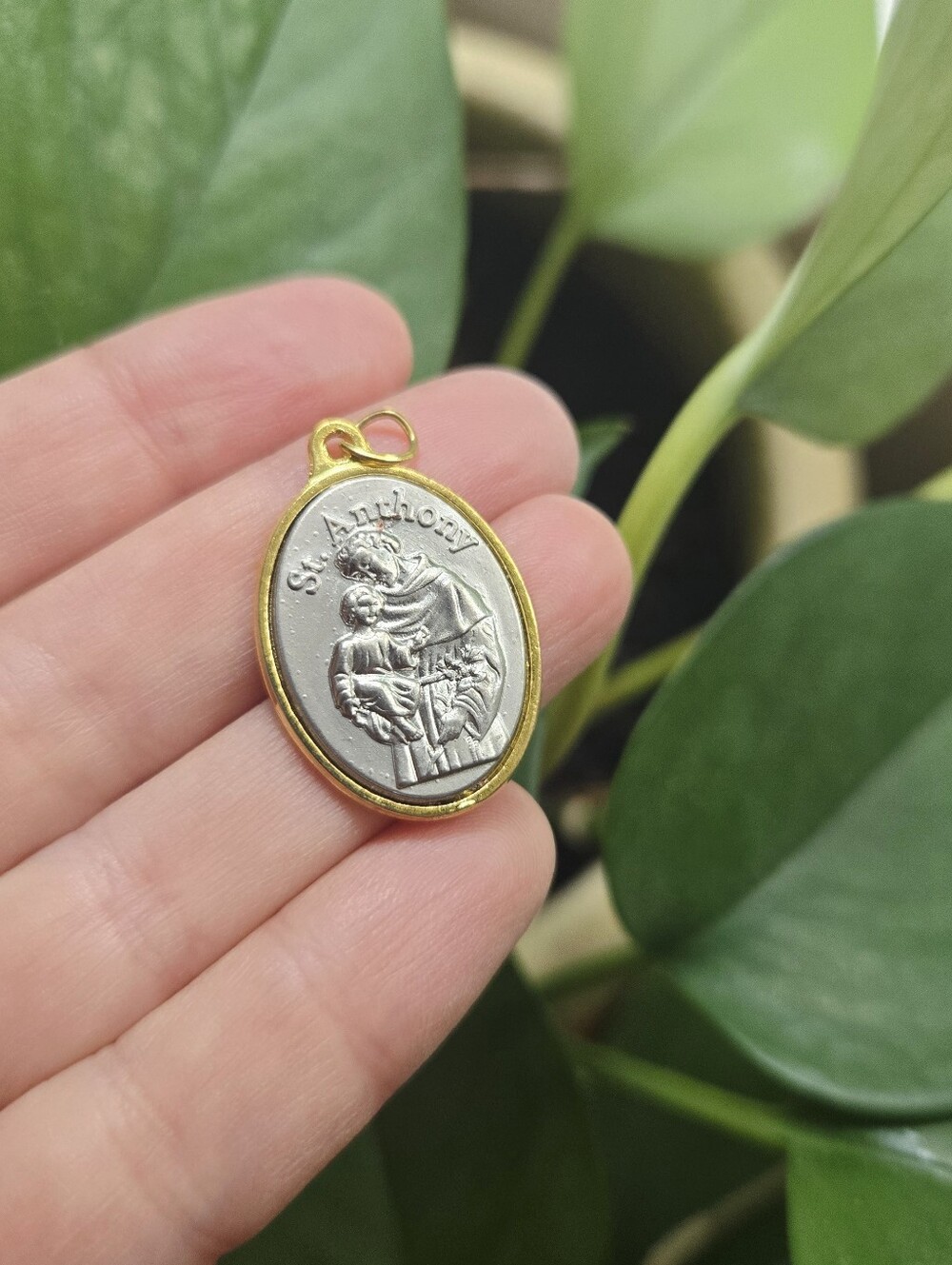St. Anthony Medal Pendant – Gold Tone Catholic Saint Pendant, Religious Charm